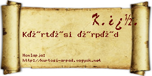 Kürtösi Árpád névjegykártya